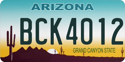 AZ license plate BCK4012