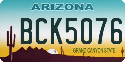 AZ license plate BCK5076