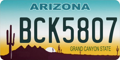 AZ license plate BCK5807