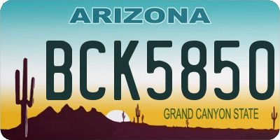 AZ license plate BCK5850