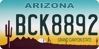 AZ license plate BCK8892