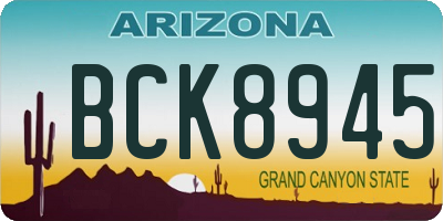 AZ license plate BCK8945