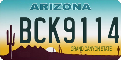 AZ license plate BCK9114