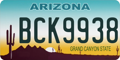 AZ license plate BCK9938