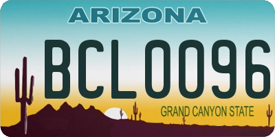 AZ license plate BCL0096