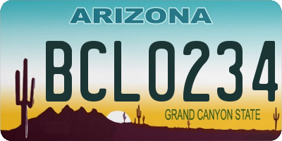 AZ license plate BCL0234