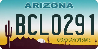 AZ license plate BCL0291