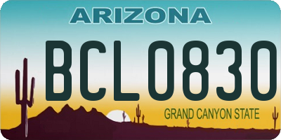 AZ license plate BCL0830