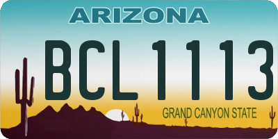 AZ license plate BCL1113