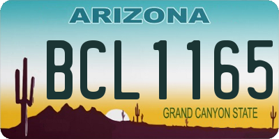 AZ license plate BCL1165