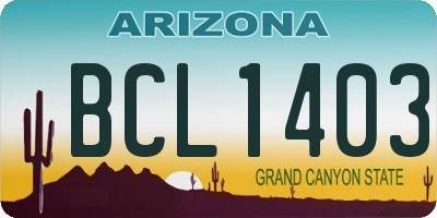 AZ license plate BCL1403