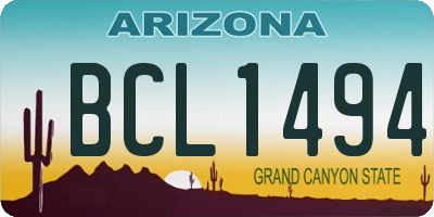 AZ license plate BCL1494