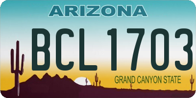 AZ license plate BCL1703