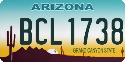 AZ license plate BCL1738