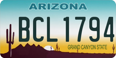 AZ license plate BCL1794