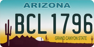 AZ license plate BCL1796