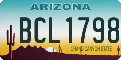 AZ license plate BCL1798