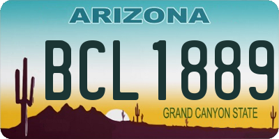 AZ license plate BCL1889