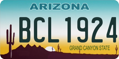 AZ license plate BCL1924