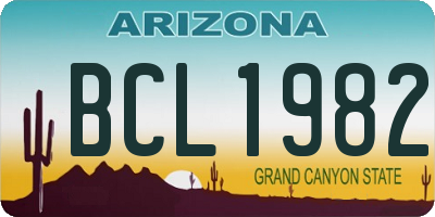 AZ license plate BCL1982