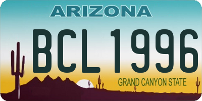 AZ license plate BCL1996