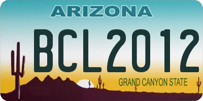 AZ license plate BCL2012