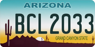 AZ license plate BCL2033