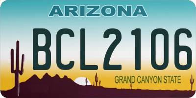 AZ license plate BCL2106