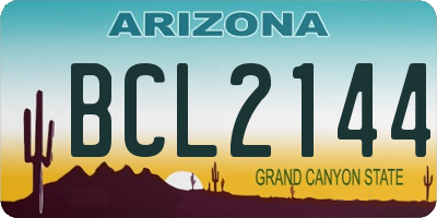 AZ license plate BCL2144