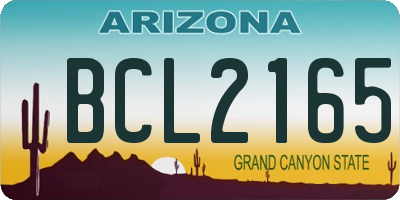 AZ license plate BCL2165