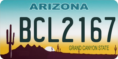 AZ license plate BCL2167