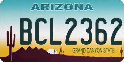 AZ license plate BCL2362