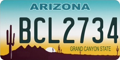 AZ license plate BCL2734