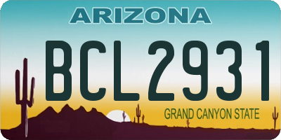 AZ license plate BCL2931