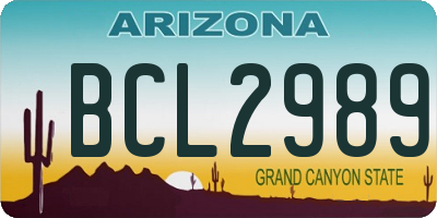 AZ license plate BCL2989