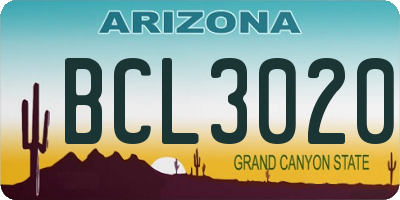 AZ license plate BCL3020