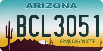 AZ license plate BCL3051