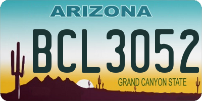 AZ license plate BCL3052