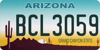 AZ license plate BCL3059