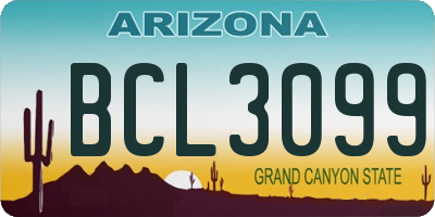 AZ license plate BCL3099