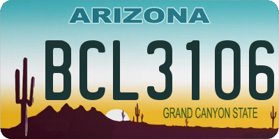 AZ license plate BCL3106