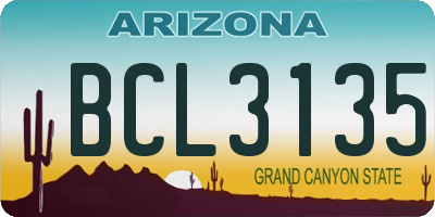 AZ license plate BCL3135