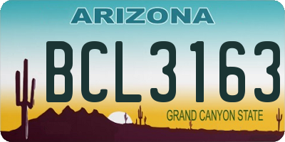 AZ license plate BCL3163