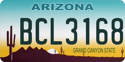 AZ license plate BCL3168