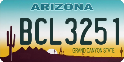 AZ license plate BCL3251