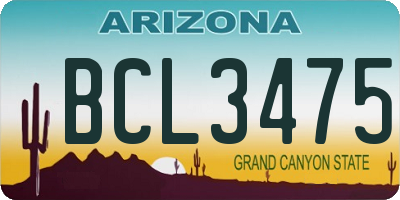 AZ license plate BCL3475