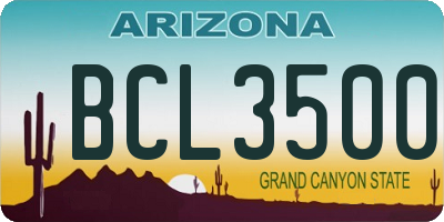 AZ license plate BCL3500