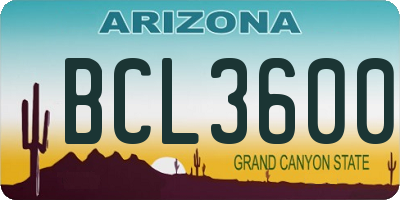 AZ license plate BCL3600