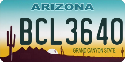 AZ license plate BCL3640