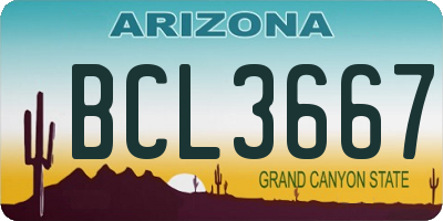 AZ license plate BCL3667